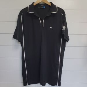 J. Lindeberg Mens Short Sleeve Polo Shirt Size XL Branded Black Golf Activewear